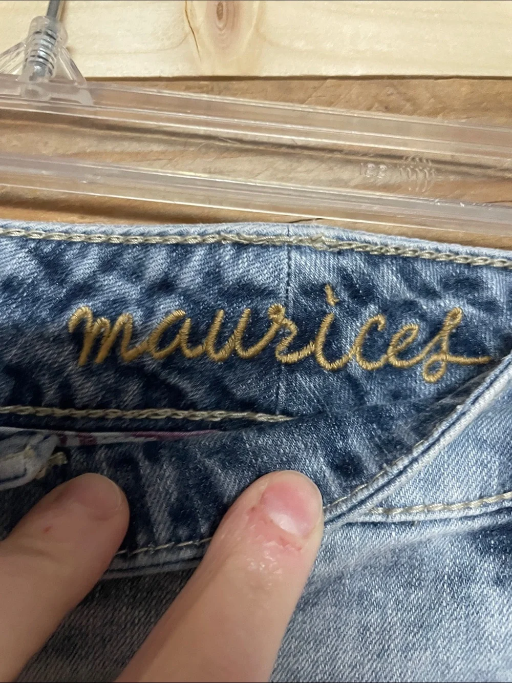 Maurices size 24 Light Blue Distressed Jean Short with Stud and Gem Detail Sides